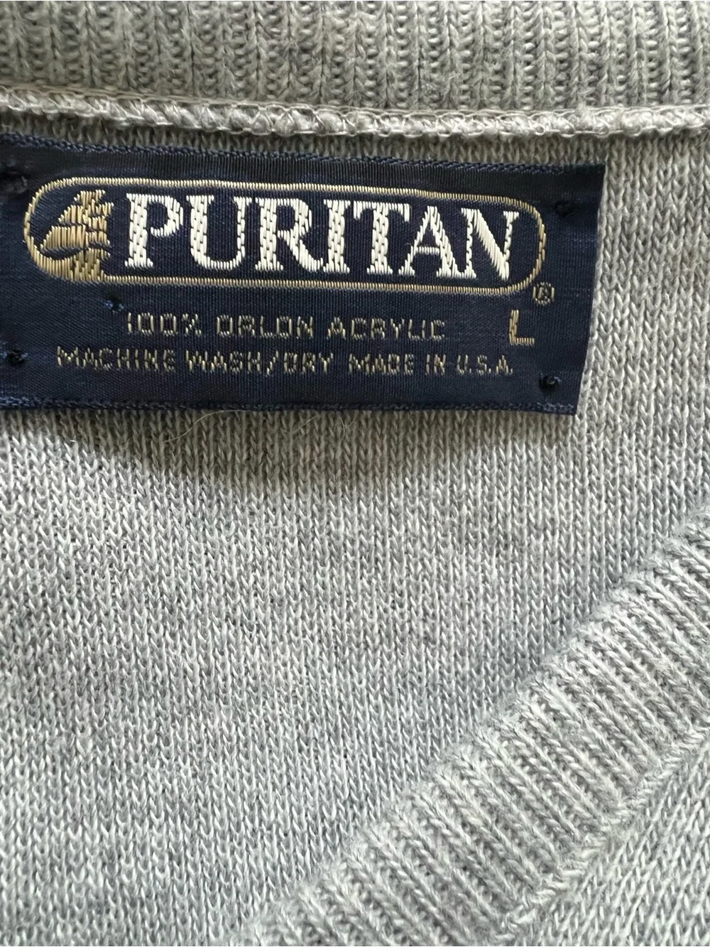 Vintage Puritan Men's Grey V-Neck Sweater Vest Size L